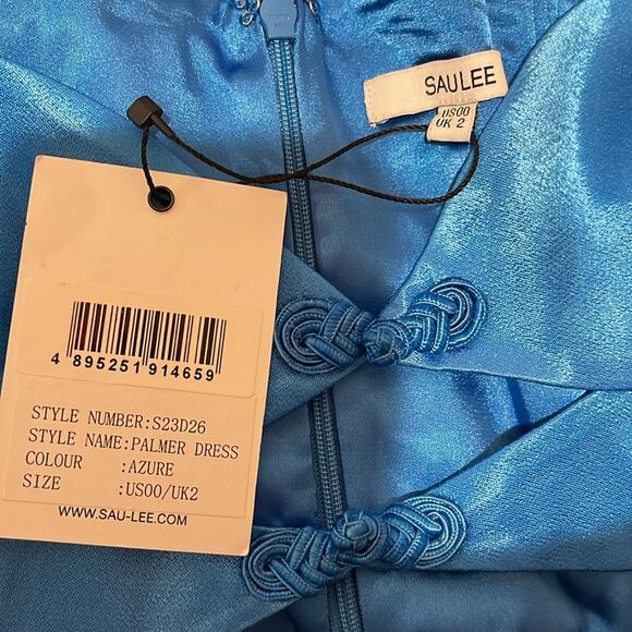 Sau Lee Palmer Cutout Bodycon Azure Blue Maxi Dress Size 00 - Picture 8 of 9